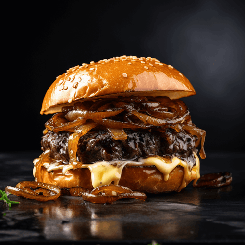 Black Truffle and Brie Beef Burger with Caramelized Shallots Recipe